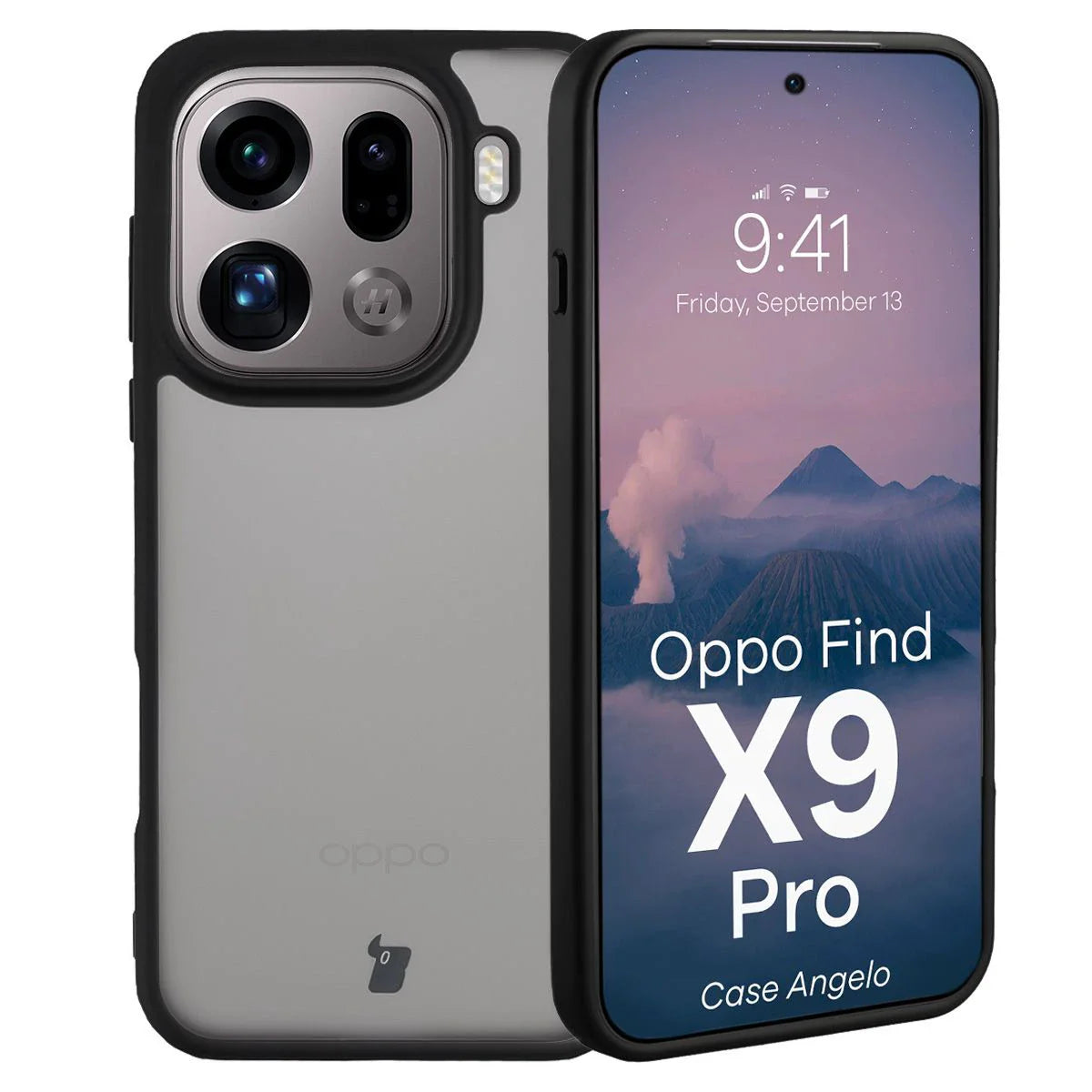 Handyhülle für Oppo Find X9 Pro, Bizon Case Angelo, Getönte mit schwarzem Rahmen