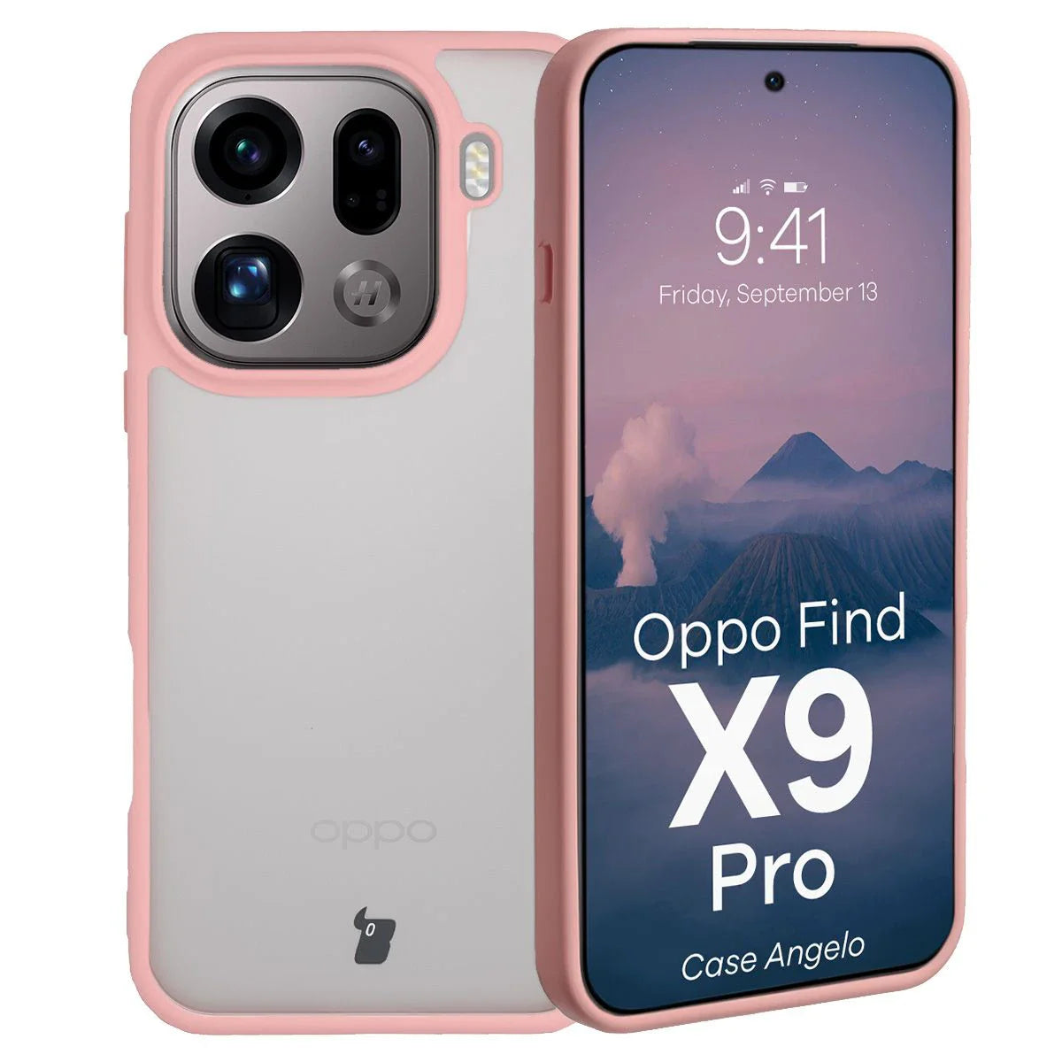 Handyhülle für Oppo Find X9 Pro, Bizon Case Angelo, Semitransparent mit hellrosa Rahmen