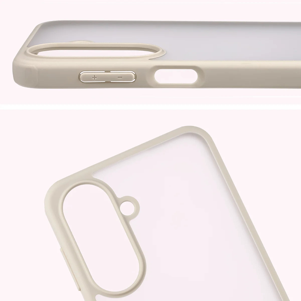 Schutzhülle + gehärtetem Glas für Galaxy A27 5G, Bizon Angelo Pack, Semitransparent mit beigem Rahmen