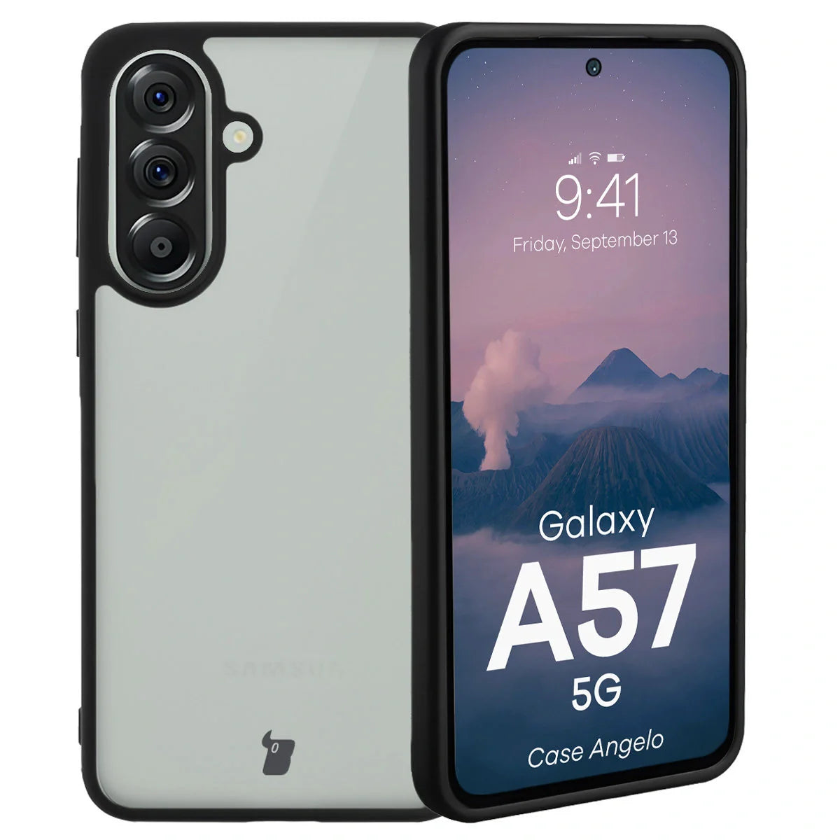 Handyhülle für Galaxy A57 5G, Bizon Case Angelo, Getönte mit schwarzem Rahmen