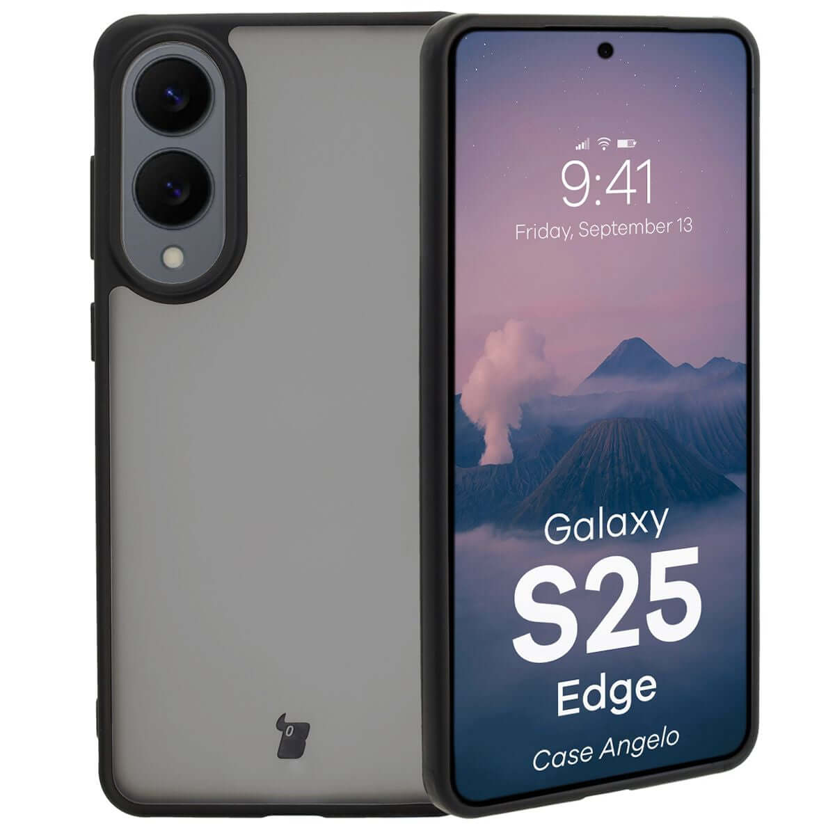 Handyhülle für Galaxy S25 Edge, Bizon Case Angelo, Durchscheinend mit schwarzem Rahmen