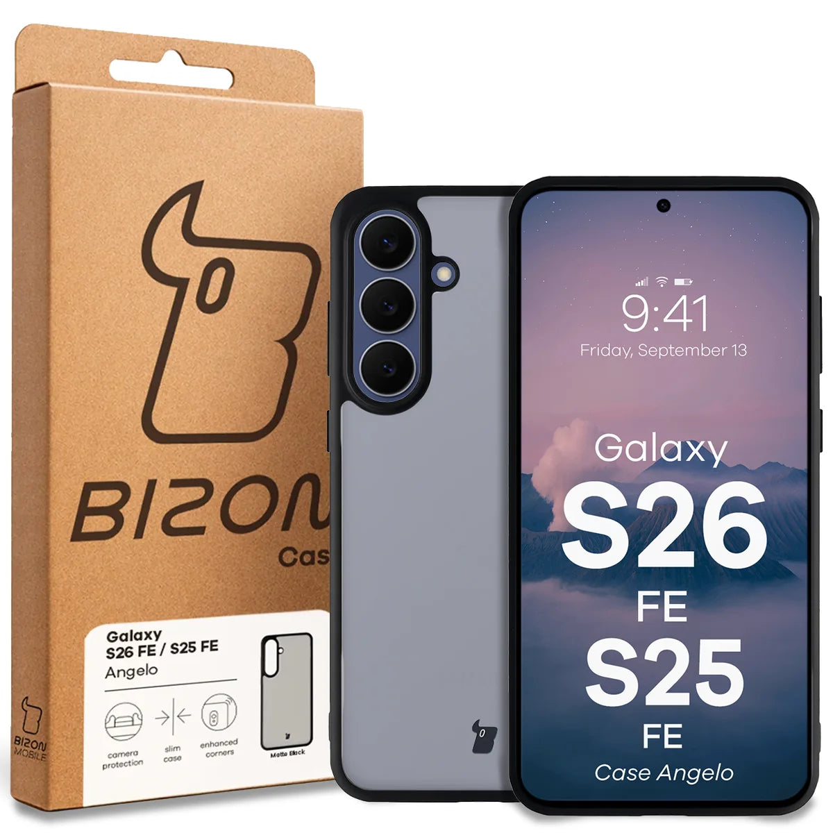 Handyhülle für Galaxy S26 FE / S25 FE, Bizon Case Angelo, Getönte mit schwarzem Rahmen (6/6)