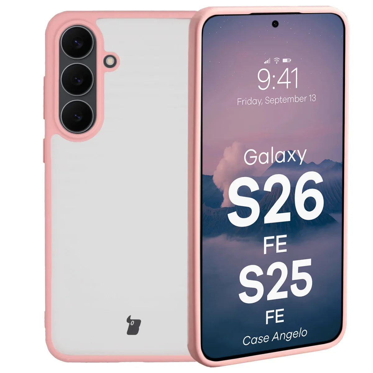 Handyhülle für Galaxy S26 FE / S25 FE, Bizon Case Angelo, Semitransparent mit hellrosem Rahmen (1/6)