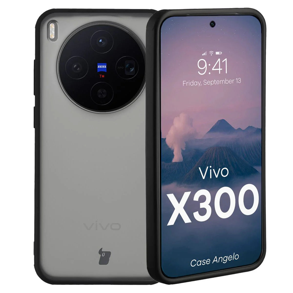 Handyhülle für Vivo X300, Bizon Case Angelo, Getönte mit schwarzem Rahmen