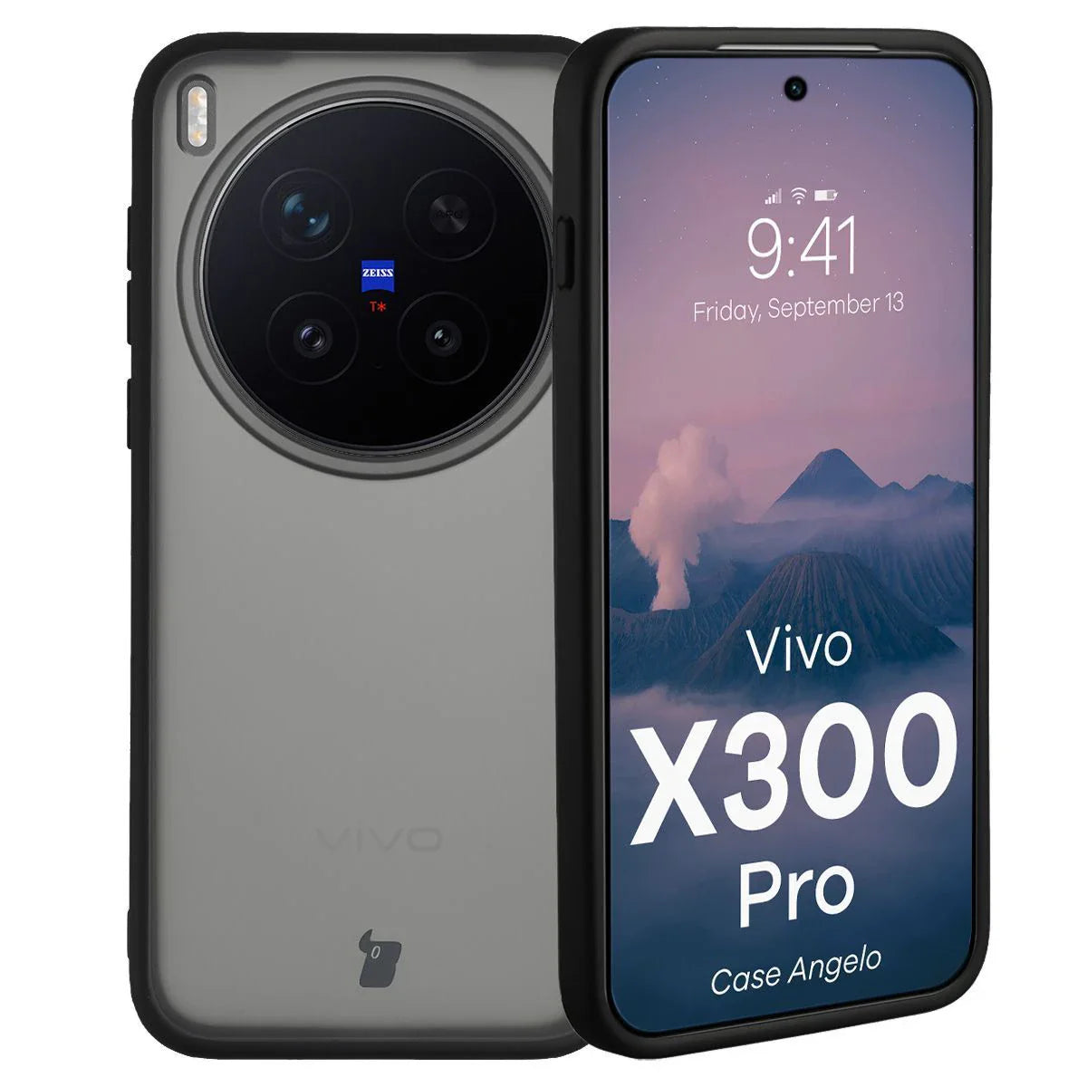 Handyhülle für Vivo X300 Pro, Bizon Case Angelo, Getönte mit schwarzem Rahmen