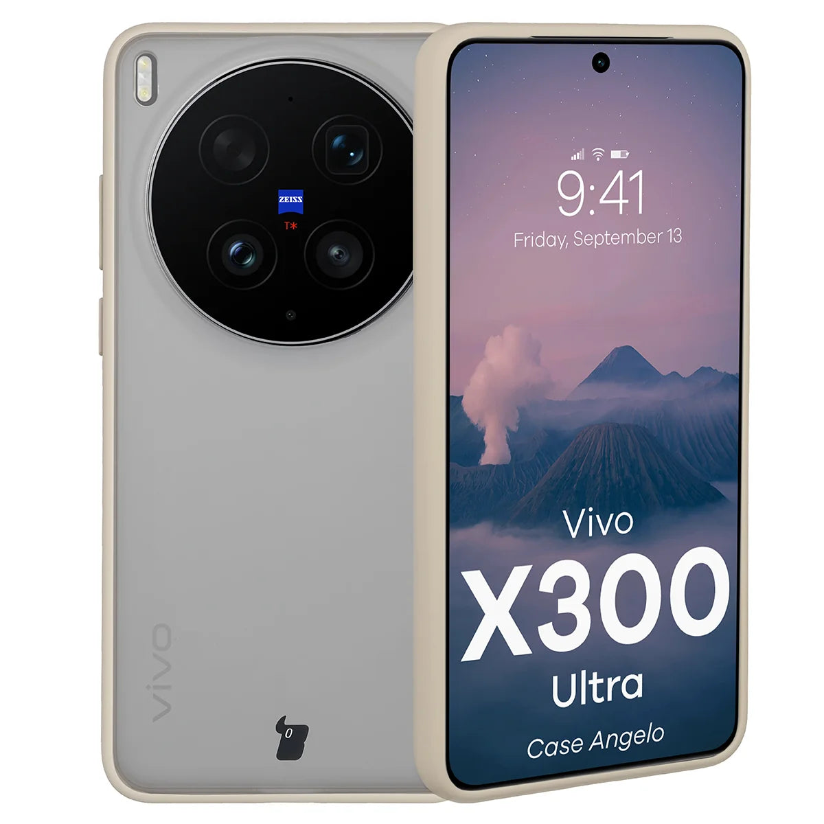Handyhülle für Vivo X300 Ultra, Bizon Case Angelo, Semitransparent mit beigem Rahmen