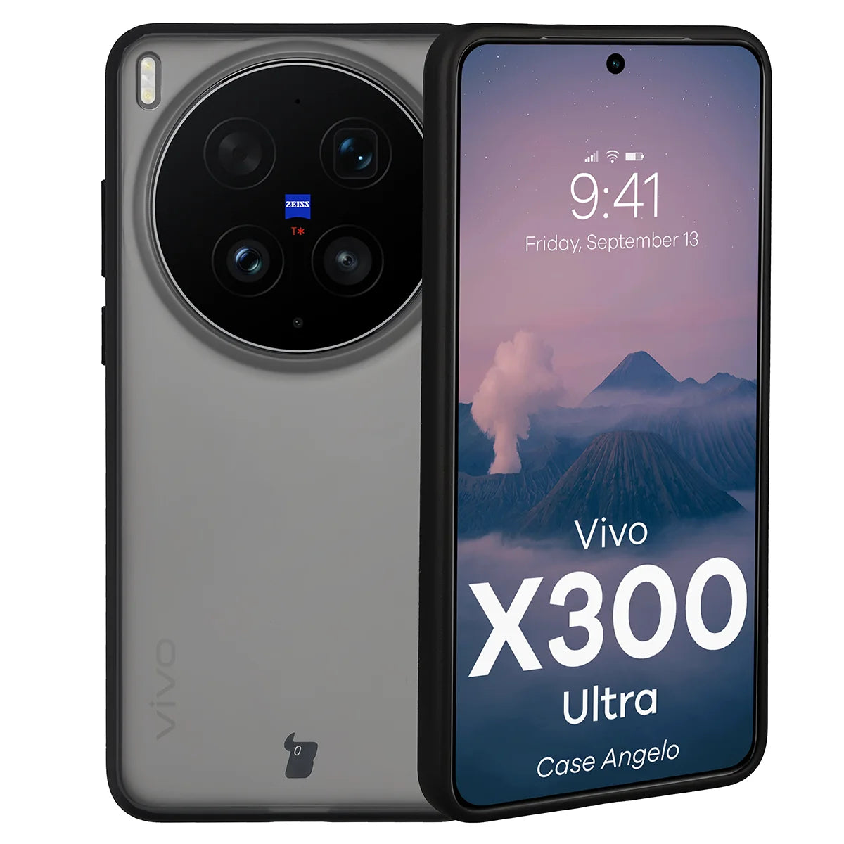 Handyhülle für Vivo X300 Ultra, Bizon Case Angelo, Getönte mit schwarzem Rahmen