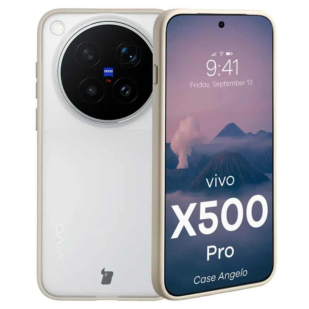 Handyhülle für Vivo X500 Pro, Bizon Case Angelo, Semitransparent mit beigem Rahmen (1/6)