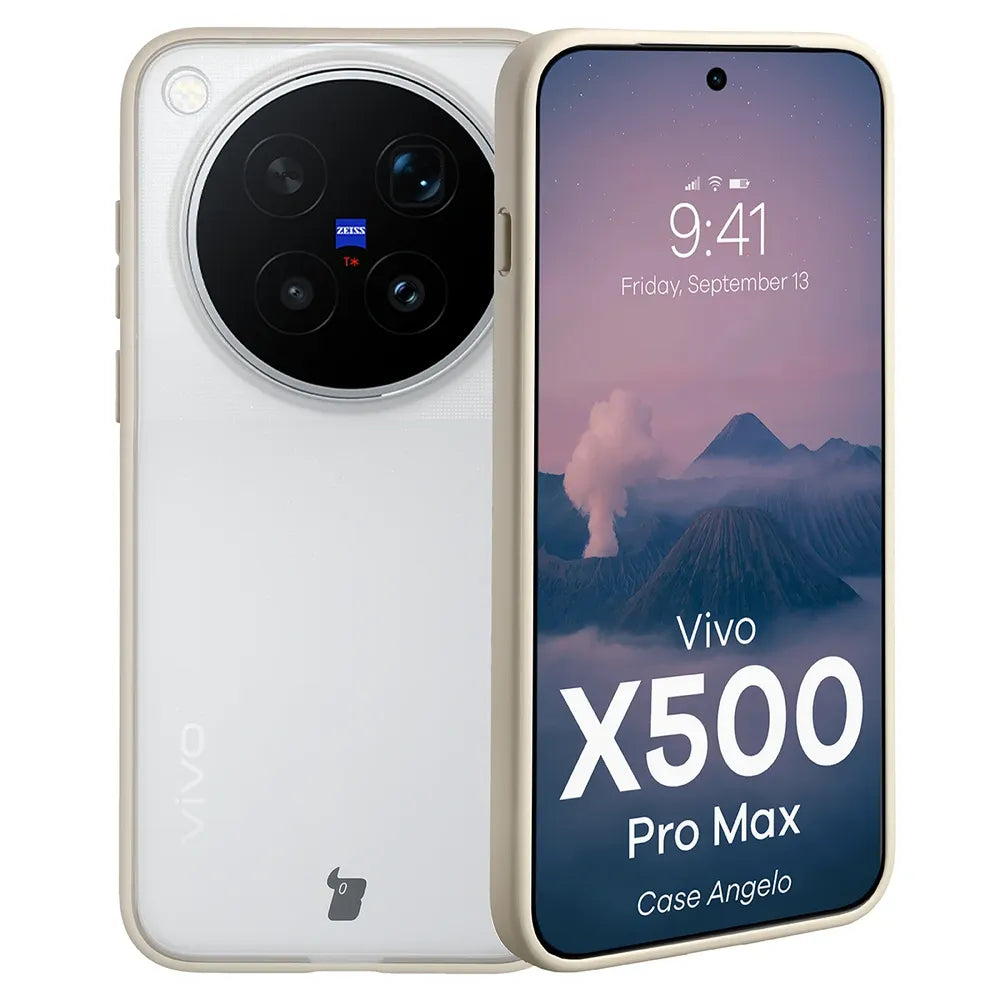 Handyhülle für Vivo X500 Pro Max, Bizon Case Angelo, Semitransparent mit beigem Rahmen (1/6)