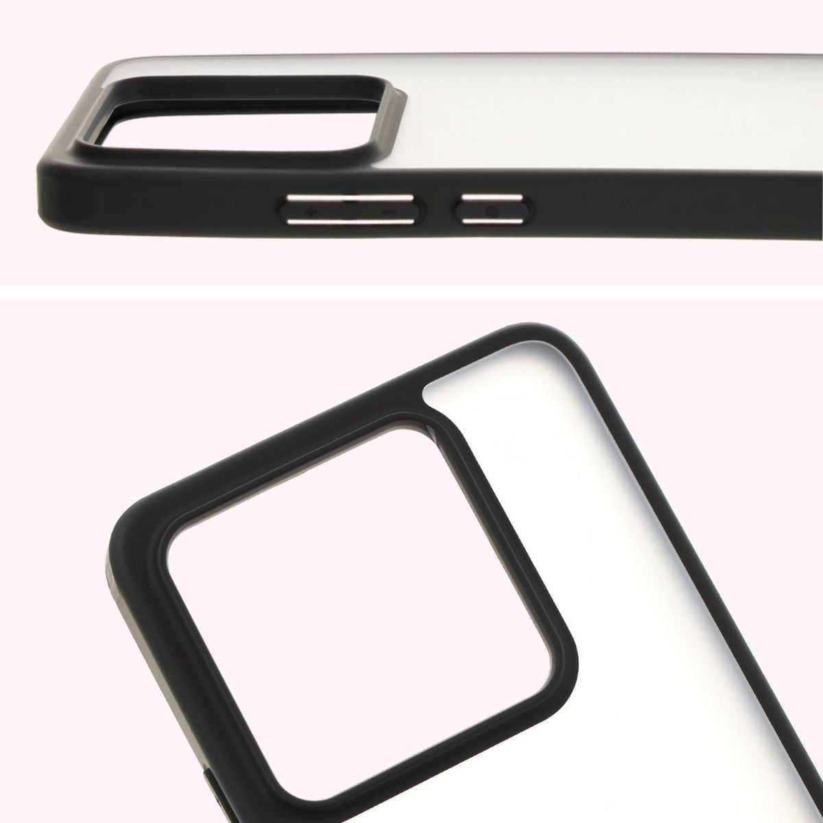 Handyhülle für Xiaomi 14T Pro, Bizon Case Angelo, Durchscheinend mit schwarzem Rahmen