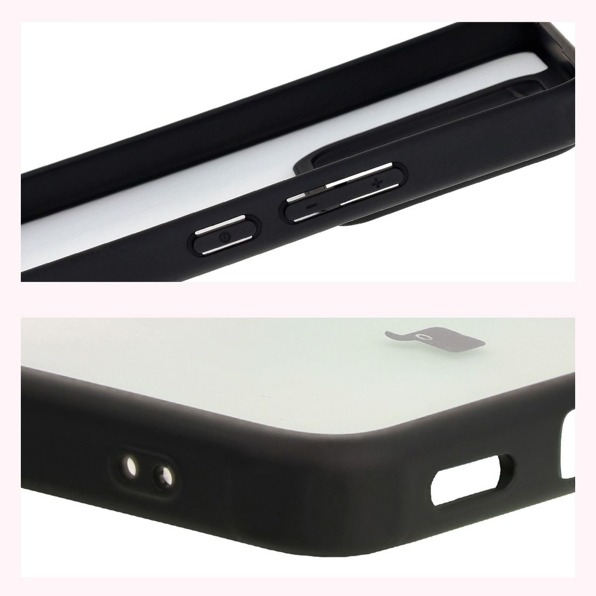 Handyhülle für Xiaomi 14T Pro, Bizon Case Angelo, Durchscheinend mit schwarzem Rahmen
