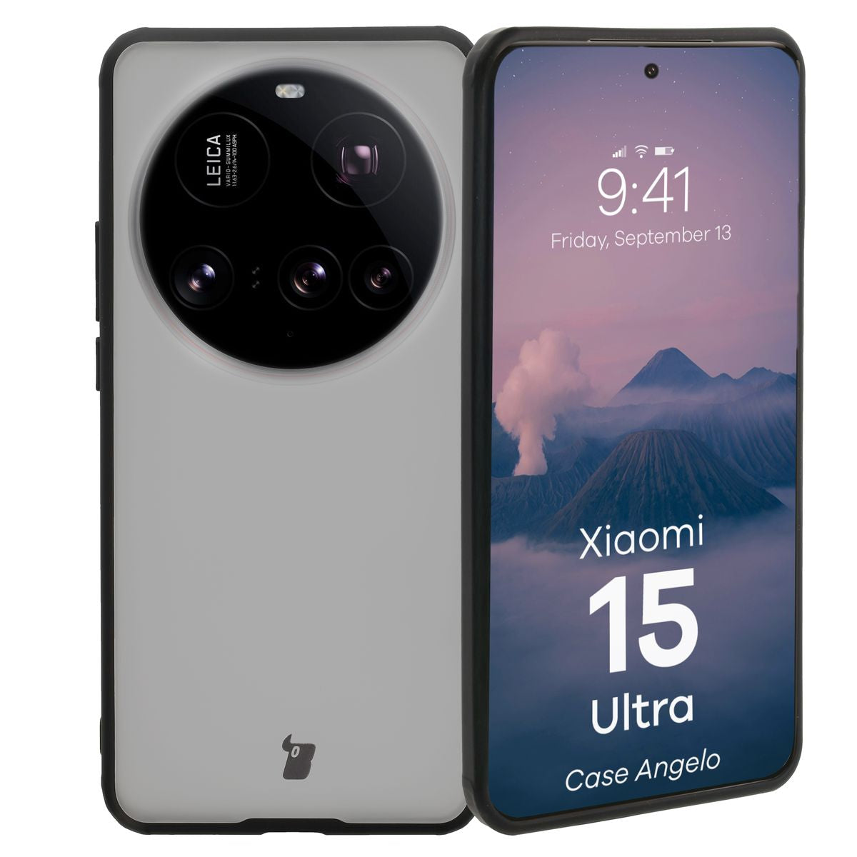 Handyhülle für Xiaomi 15 Ultra, Bizon Case Angelo, Durchscheinend mit schwarzem Rahmen