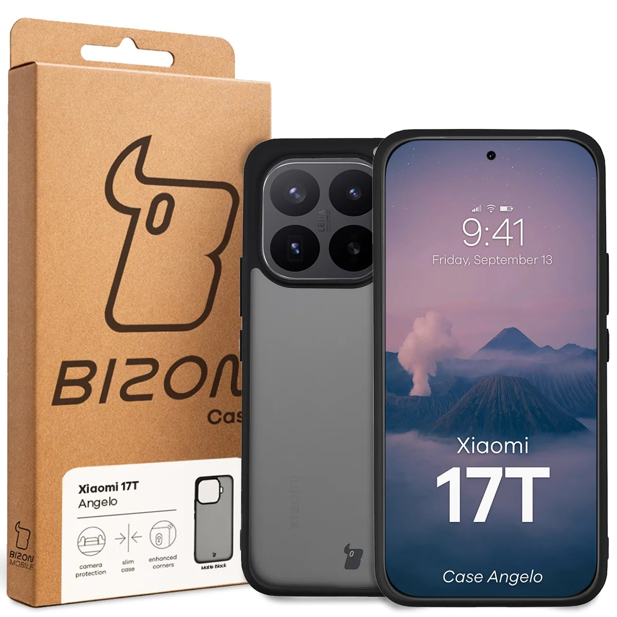 Handyhülle für Xiaomi 17T, Bizon Case Angelo, Getönte mit schwarzem Rahmen