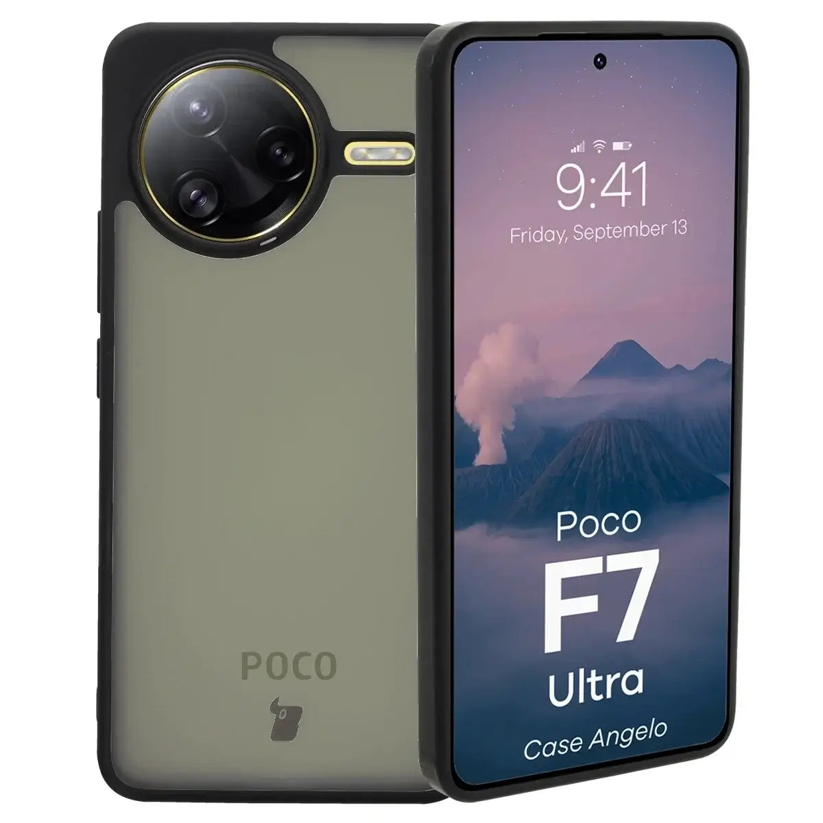 Handyhülle für Xiaomi Poco F7 Ultra, Bizon Case Angelo, Durchscheinend mit schwarzem Rahmen