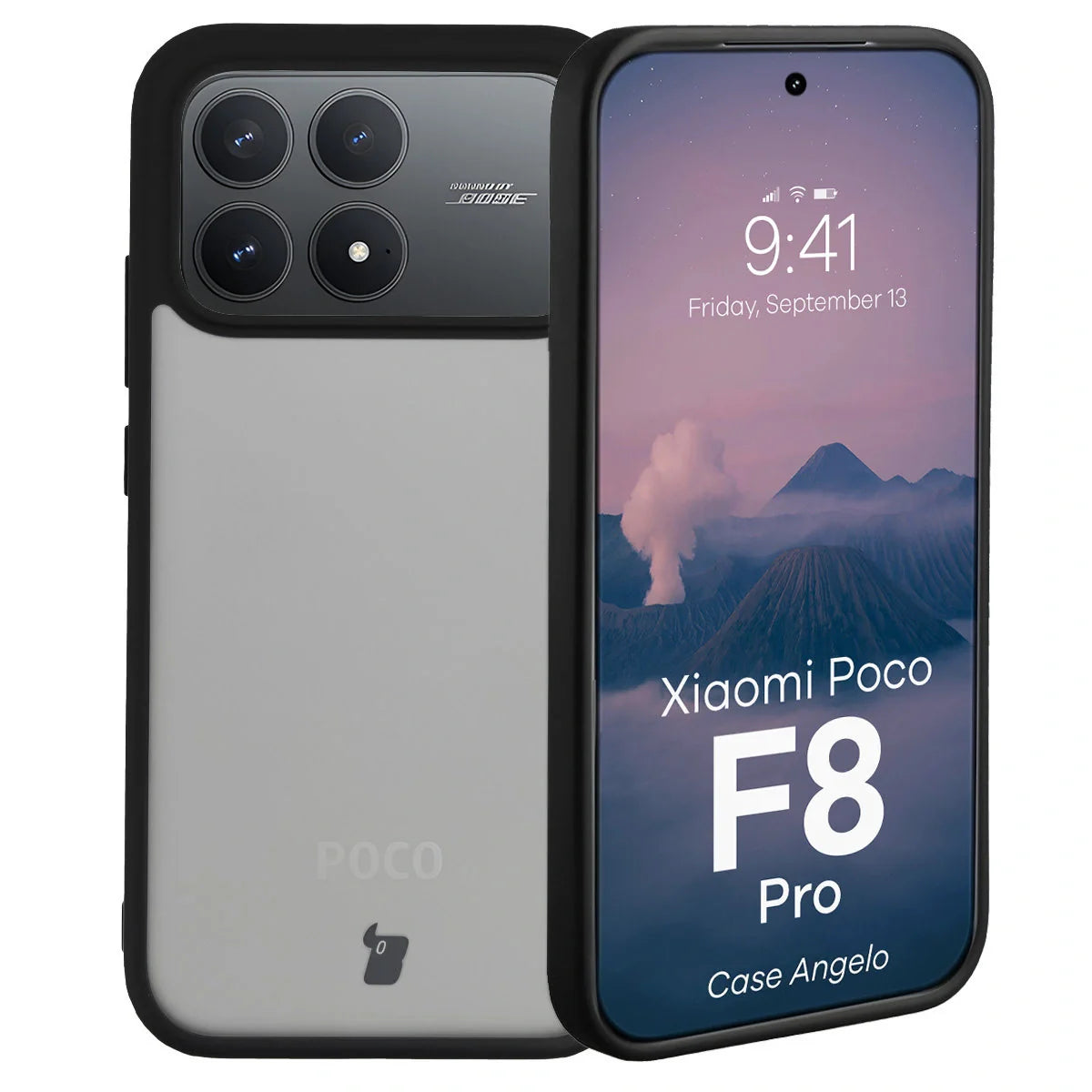 Handyhülle für Xiaomi POCO F8 Pro, Bizon Case Angelo, Getönte mit schwarzem Rahmen