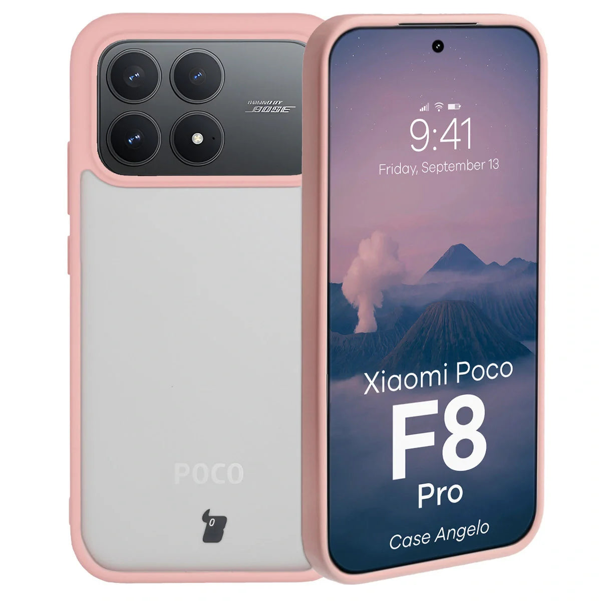 Handyhülle für Xiaomi POCO F8 Pro, Bizon Case Angelo, Semitransparent mit hellrosa Rahmen
