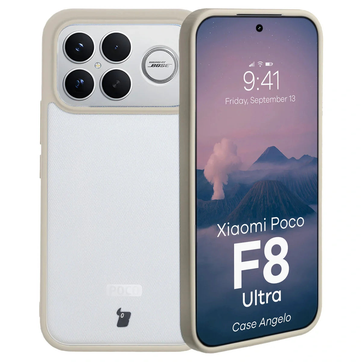 Handyhülle für Xiaomi POCO F8 Ultra, Bizon Case Angelo, Semitransparent mit beigem Rahmen