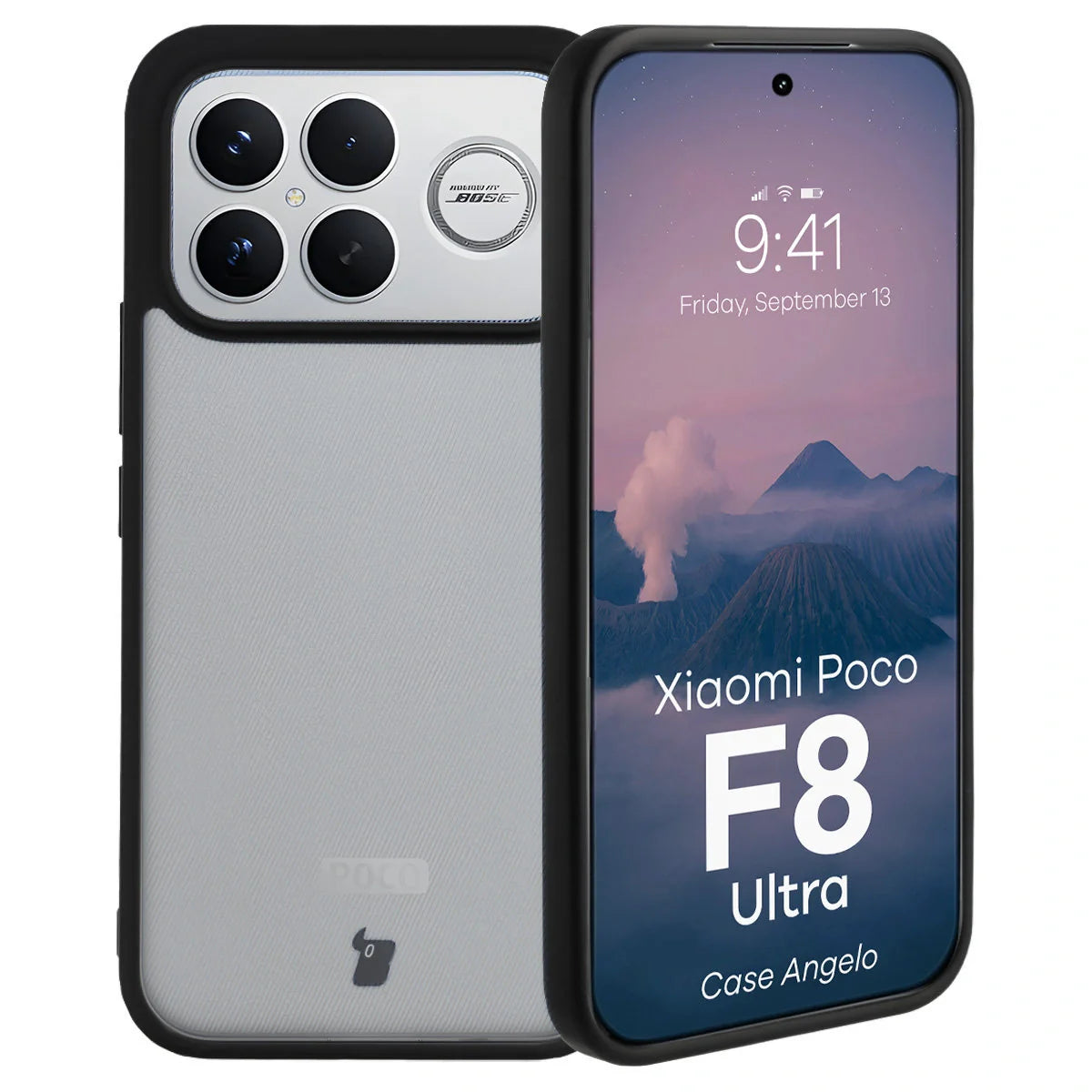 Handyhülle für Xiaomi POCO F8 Ultra, Bizon Case Angelo, Getönte mit schwarzem Rahmen