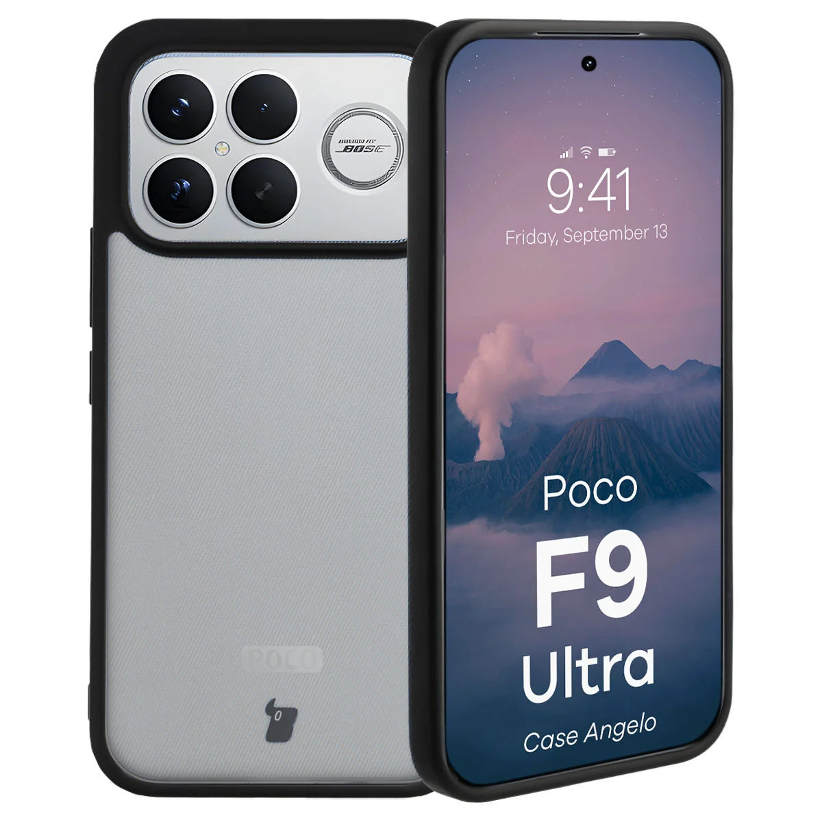 Handyhülle für Xiaomi POCO F9 Ultra, Bizon Case Angelo, Getönte mit schwarzem Rahmen (1/6)
