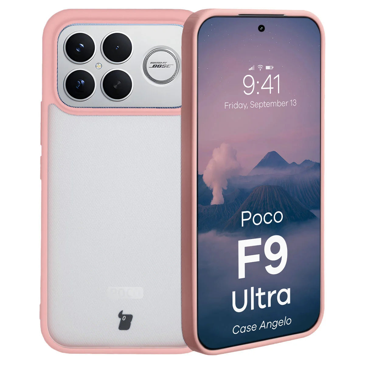 Handyhülle für Xiaomi POCO F9 Ultra, Bizon Case Angelo, Semitransparent mit hellrosem Rahmen (1/6)