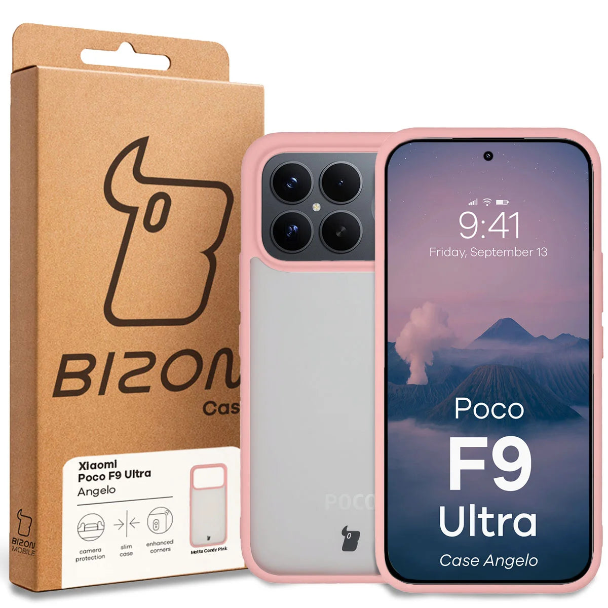 Handyhülle für Xiaomi POCO F9 Ultra, Bizon Case Angelo, Semitransparent mit hellrosem Rahmen (6/6)