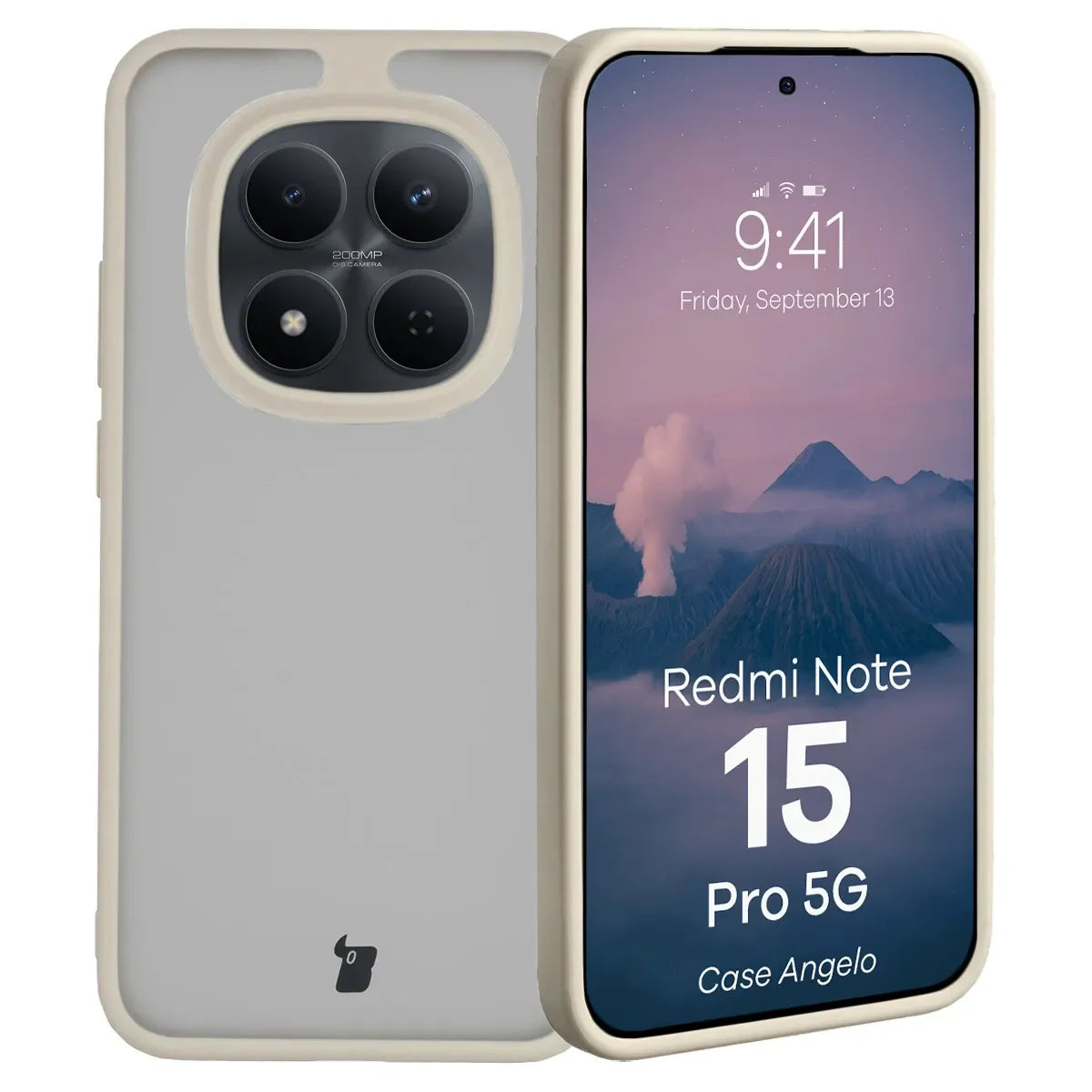 Handyhülle für Xiaomi Redmi Note 15 Pro 5G, Bizon Case Angelo, Semitransparent mit beigem Rahmen