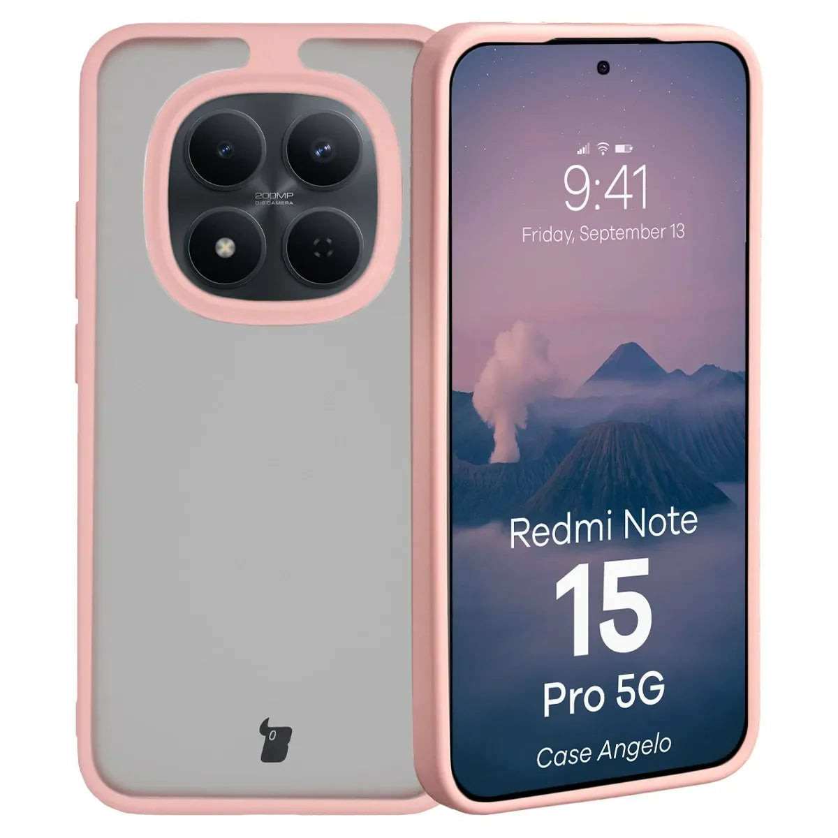 Handyhülle für Xiaomi Redmi Note 15 Pro 5G, Bizon Case Angelo, Semitransparent mit hellrosa Rahmen