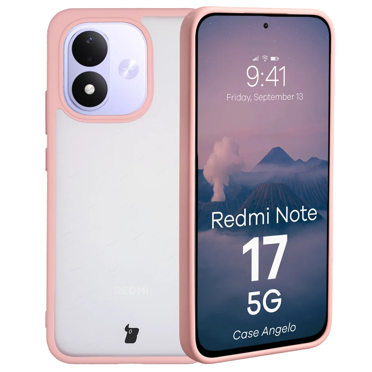 Handyhülle für Xiaomi Redmi Note 17 5G, Bizon Case Angelo, Semitransparent mit hellrosem Rahmen (1/6)