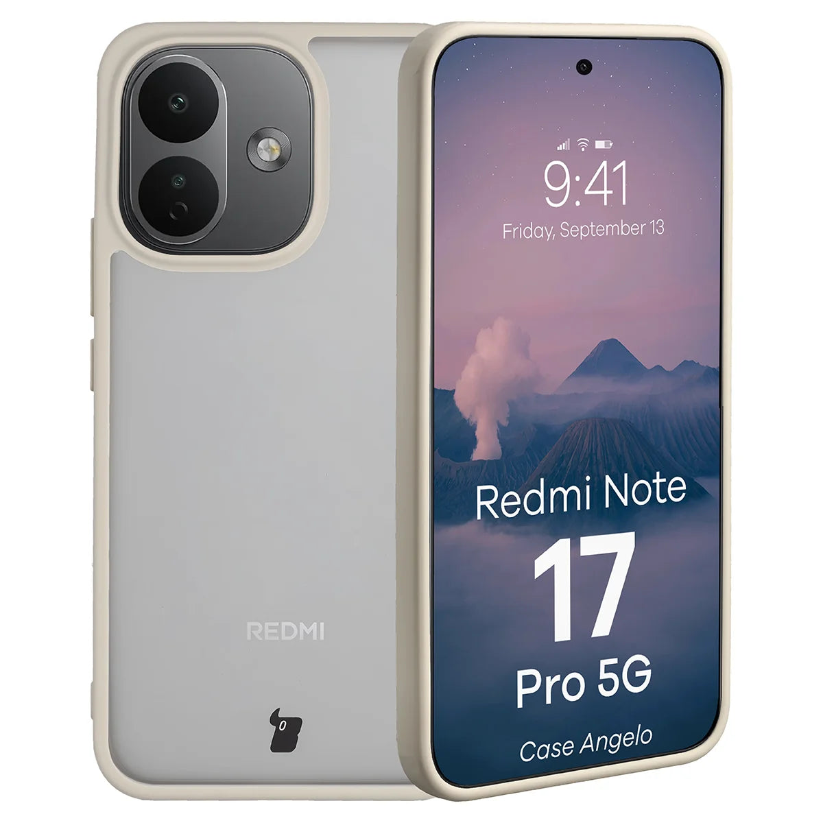 Handyhülle für Xiaomi Redmi Note 17 Pro 5G, Bizon Case Angelo, Semitransparent mit beigem Rahmen (1/6)
