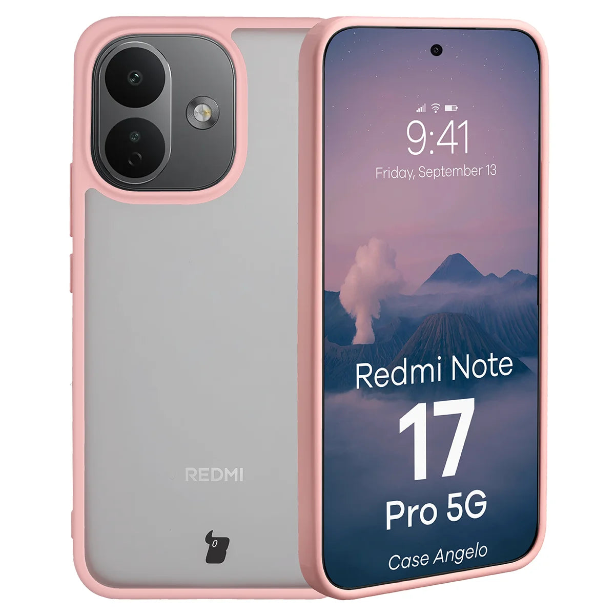 Handyhülle für Xiaomi Redmi Note 17 Pro 5G, Bizon Case Angelo, Semitransparent mit hellrosem Rahmen (1/6)