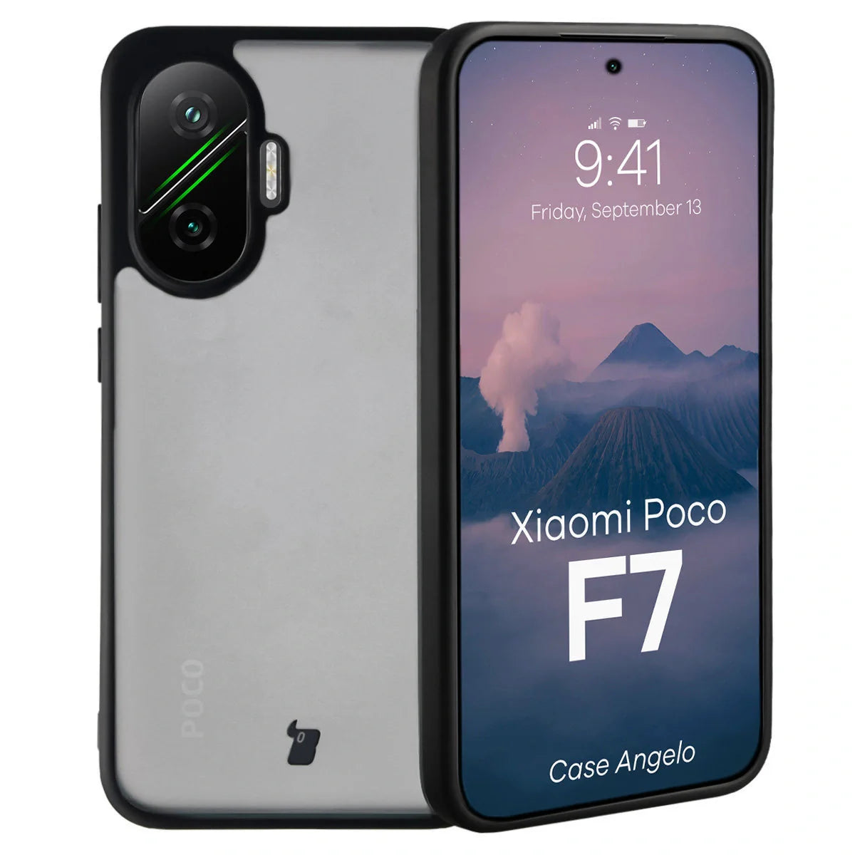 Handyhülle für Xiaomi POCO F7, Bizon Case Angelo, Getönte mit schwarzem Rahmen