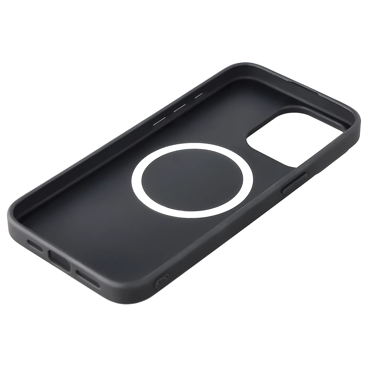 Hülle mit Handgelenkband für iPhone 15 Pro Max, Bizon Case CarbO, Schwarz