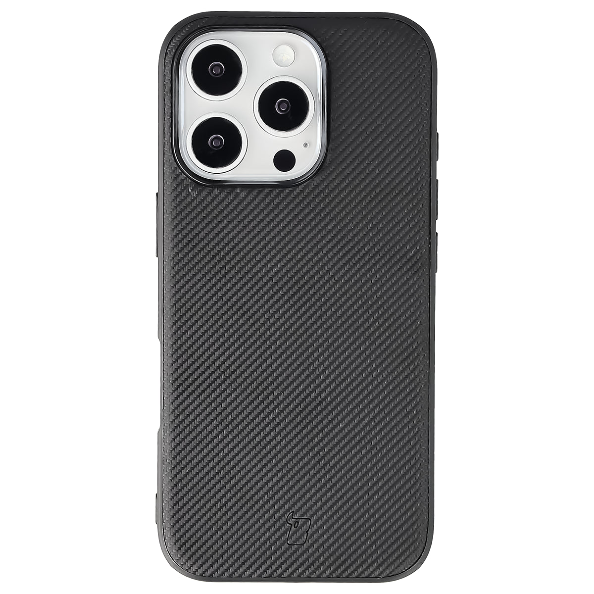 Hülle mit Handgelenkband für iPhone 16 Pro, Bizon Case CarbO, Schwarz