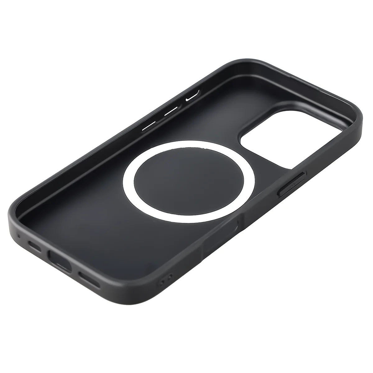 Hülle mit Handgelenkband für iPhone 16 Pro, Bizon Case CarbO, Schwarz