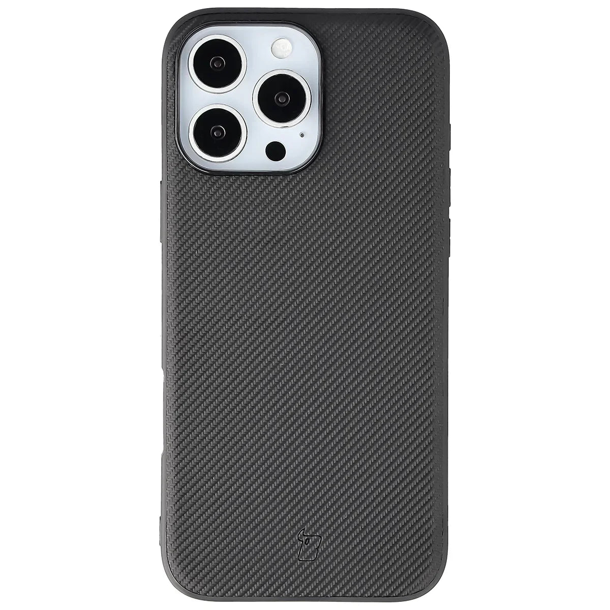 Hülle mit Handgelenkband für iPhone 16 Pro Max, Bizon Case CarbO, Schwarz
