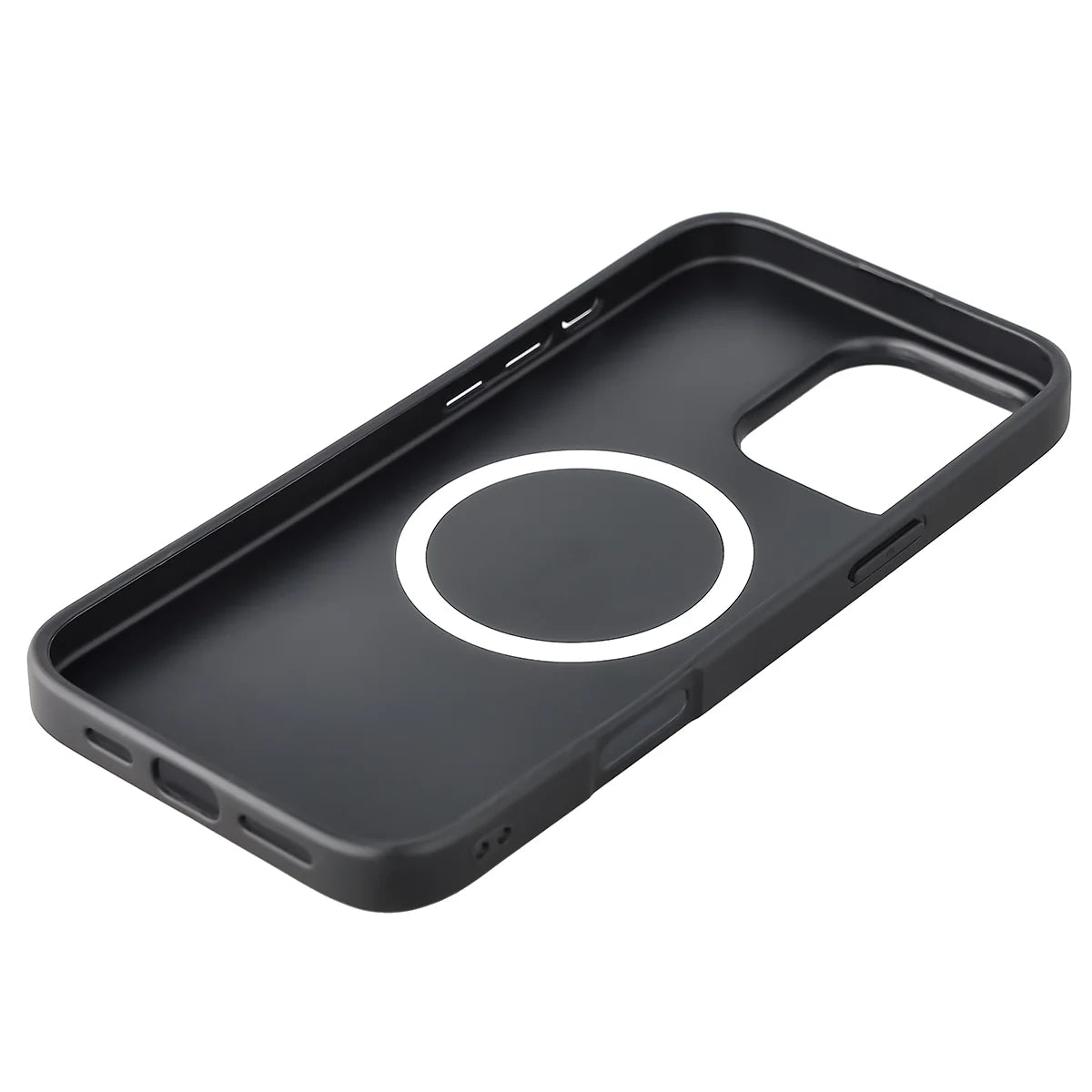 Hülle mit Handgelenkband für iPhone 16 Pro Max, Bizon Case CarbO, Schwarz