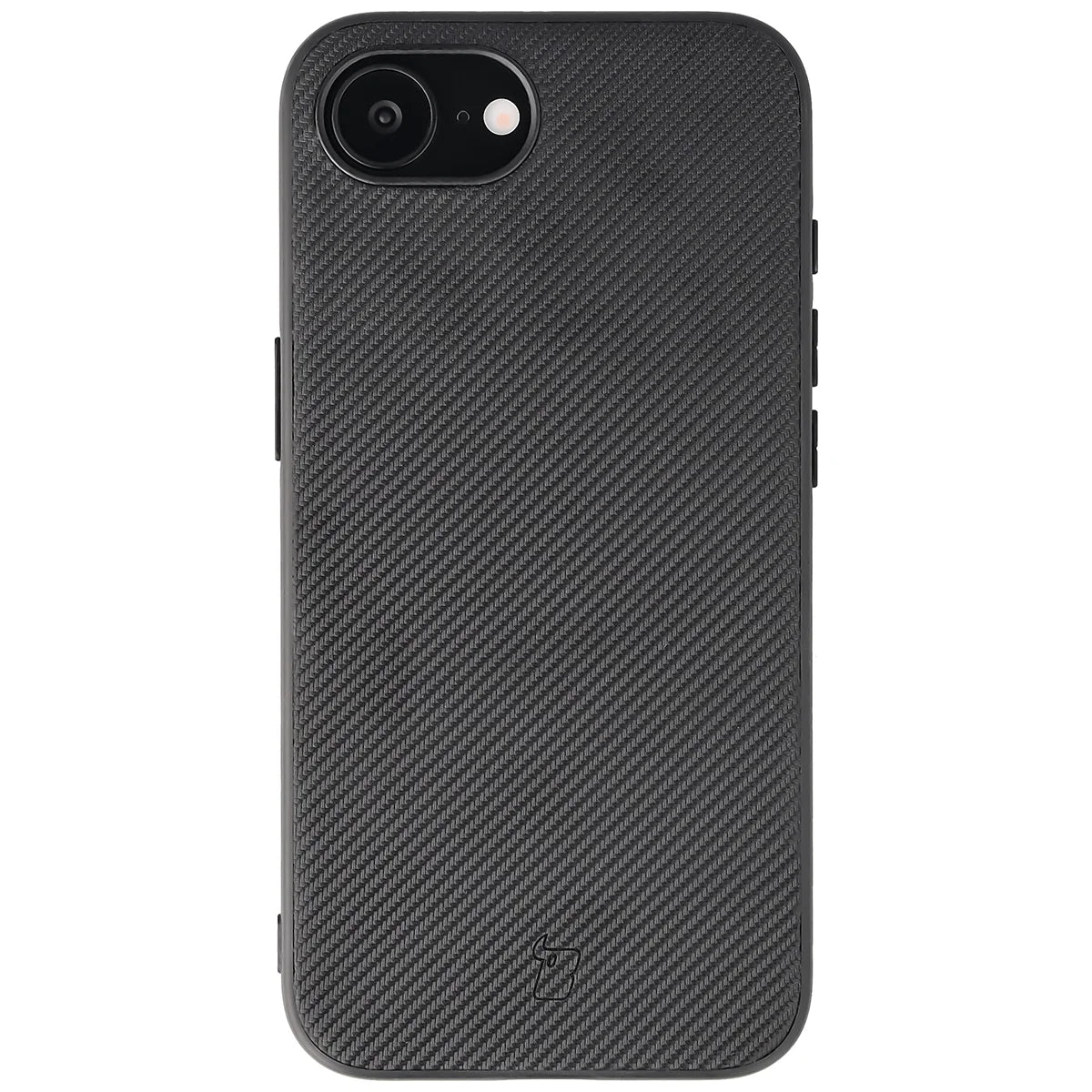 Hülle mit Handgelenkband für iPhone 17e / 16e, Bizon Case CarbO, Schwarz