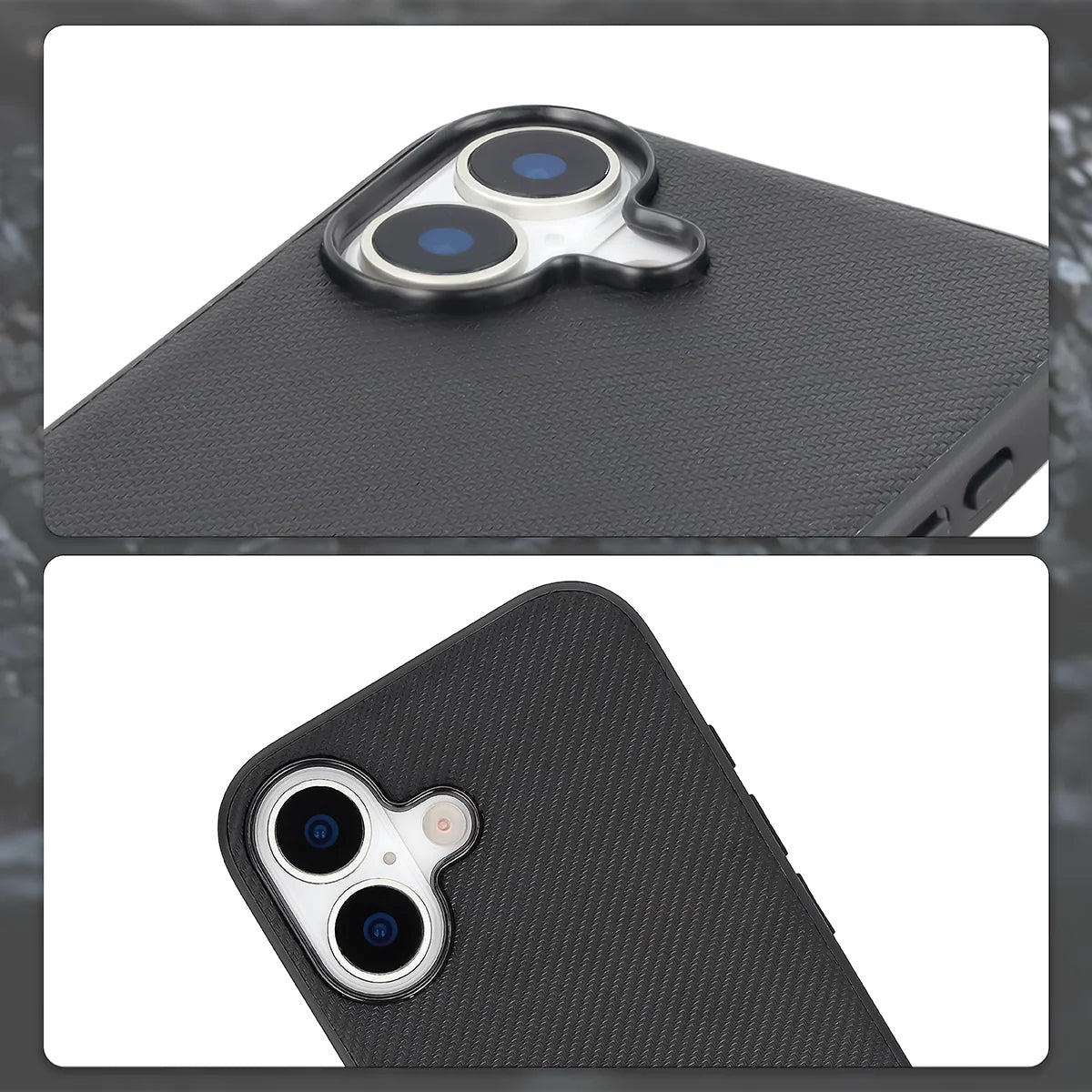 Hülle mit Handgelenkband für iPhone 17, Bizon Case CarbO, Schwarz