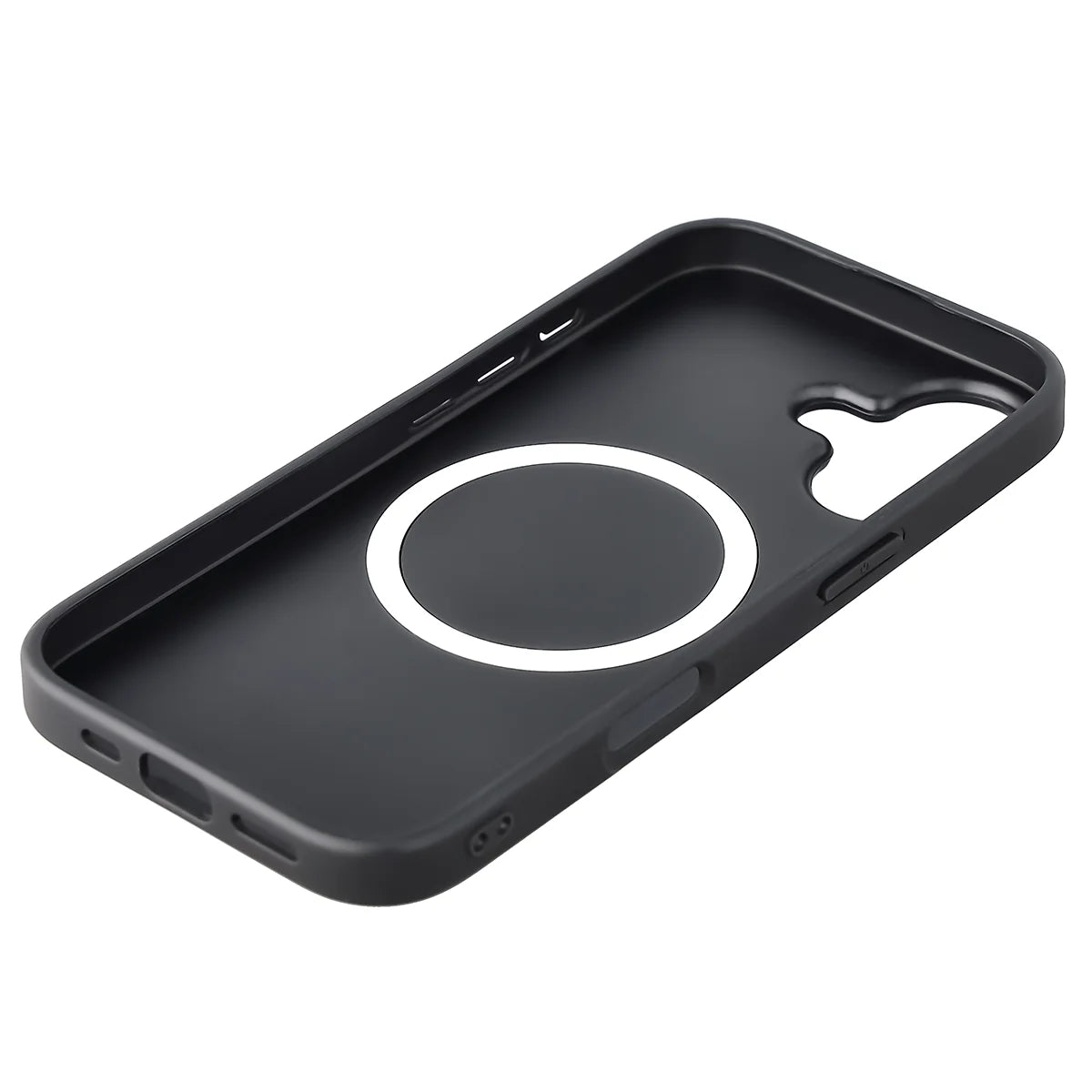 Hülle mit Handgelenkband für iPhone 17, Bizon Case CarbO, Schwarz