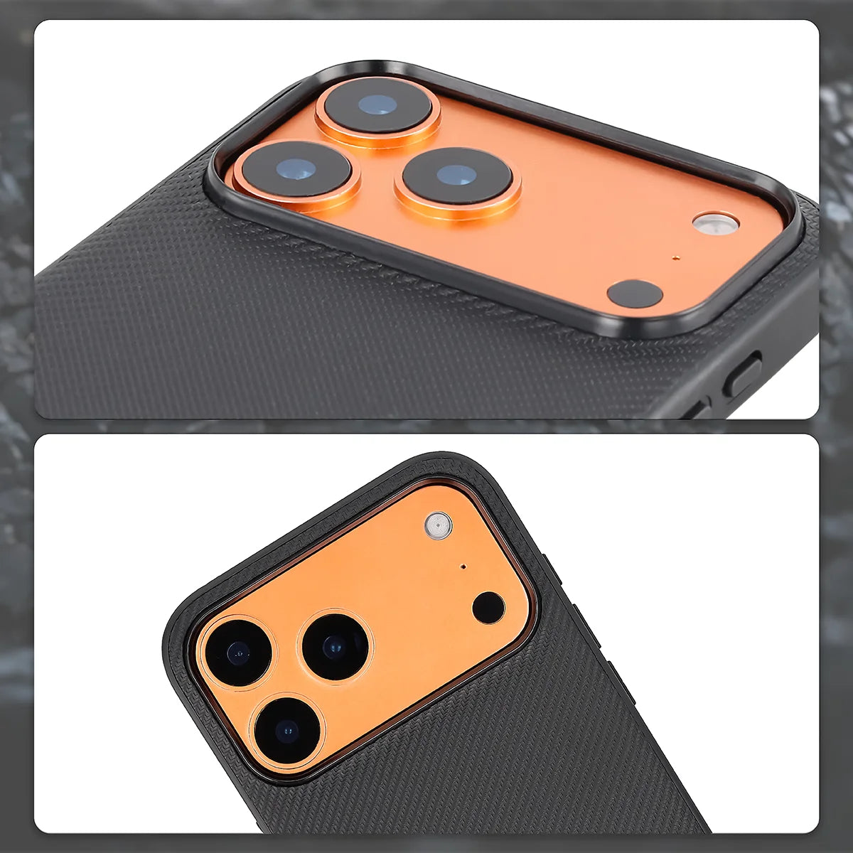 Hülle mit Handgelenkband für iPhone 18 Pro Max / 17 Pro Max, Bizon Case CarbO, Schwarz