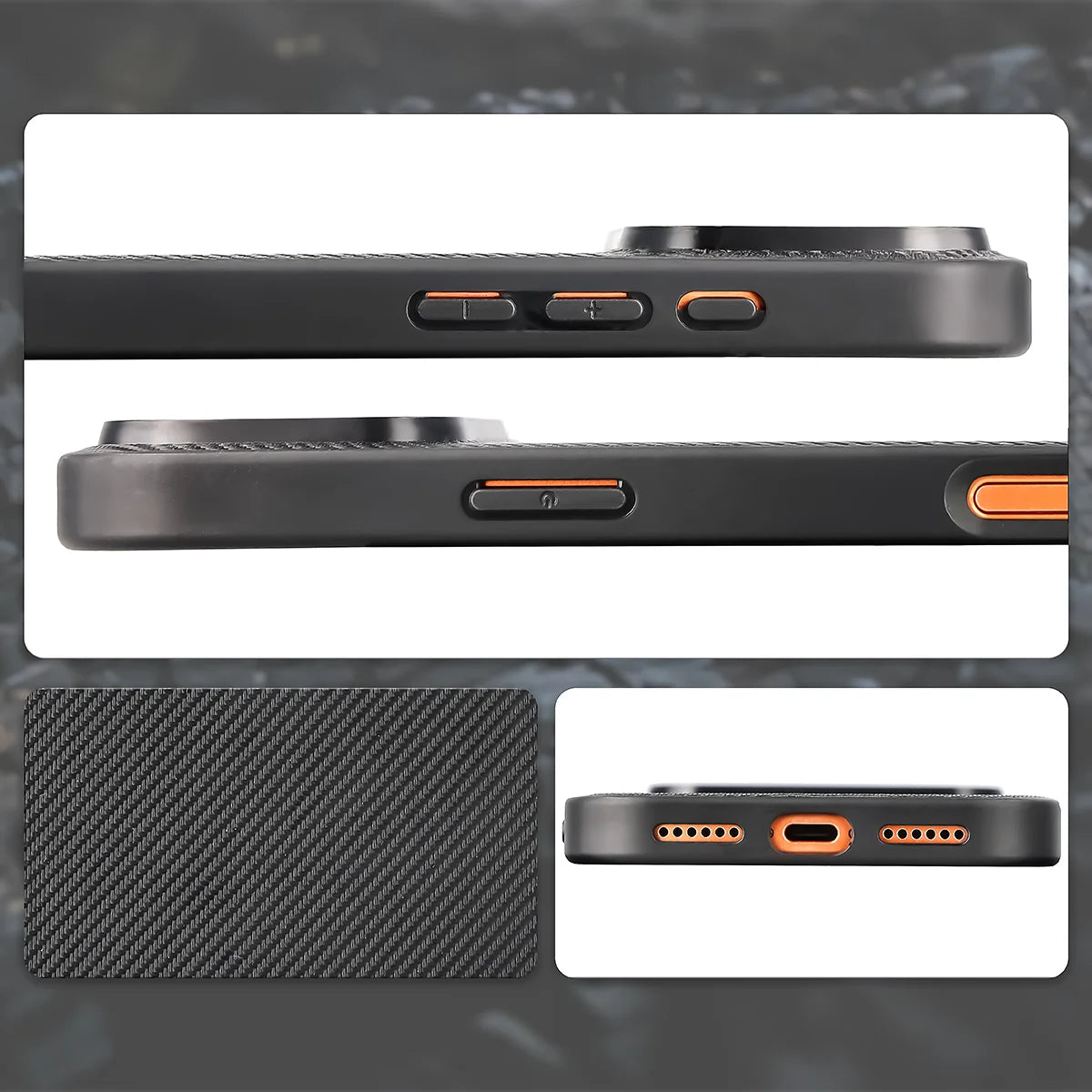 Hülle mit Handgelenkband für iPhone 18 Pro Max / 17 Pro Max, Bizon Case CarbO, Schwarz