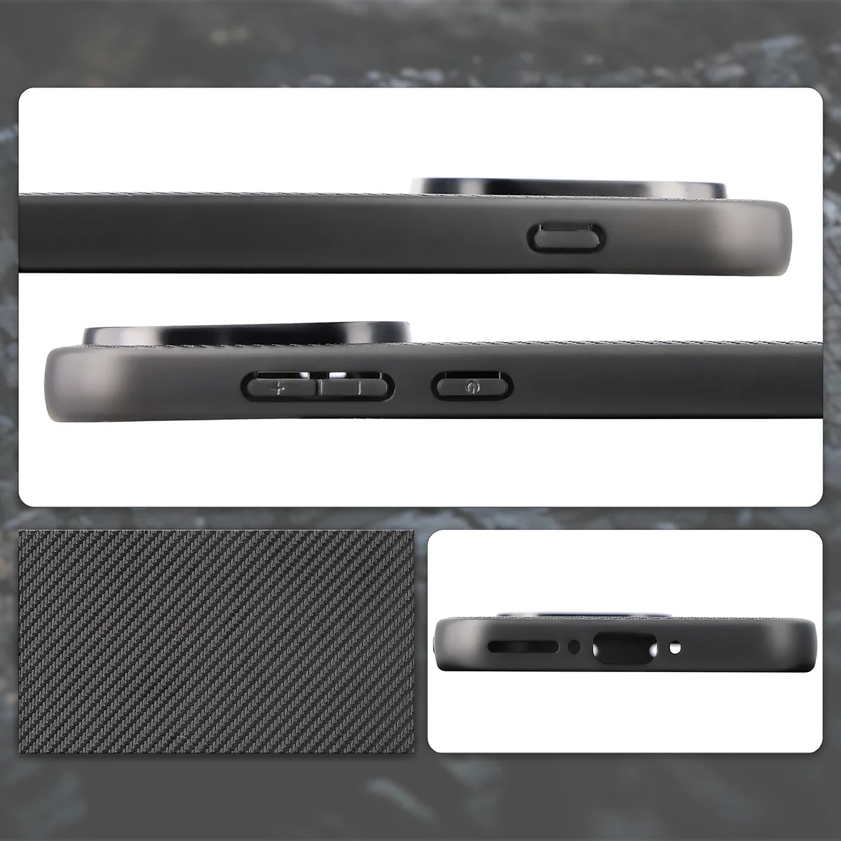 Hülle mit Handgelenkband für OnePlus 15, Bizon Case CarbO, Schwarz
