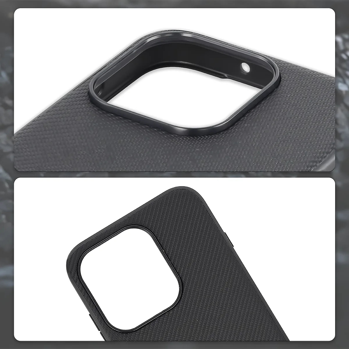 Hülle mit Handgelenkband für OPPO Reno16 / Pro, Bizon Case CarbO, Schwarz (3/6)