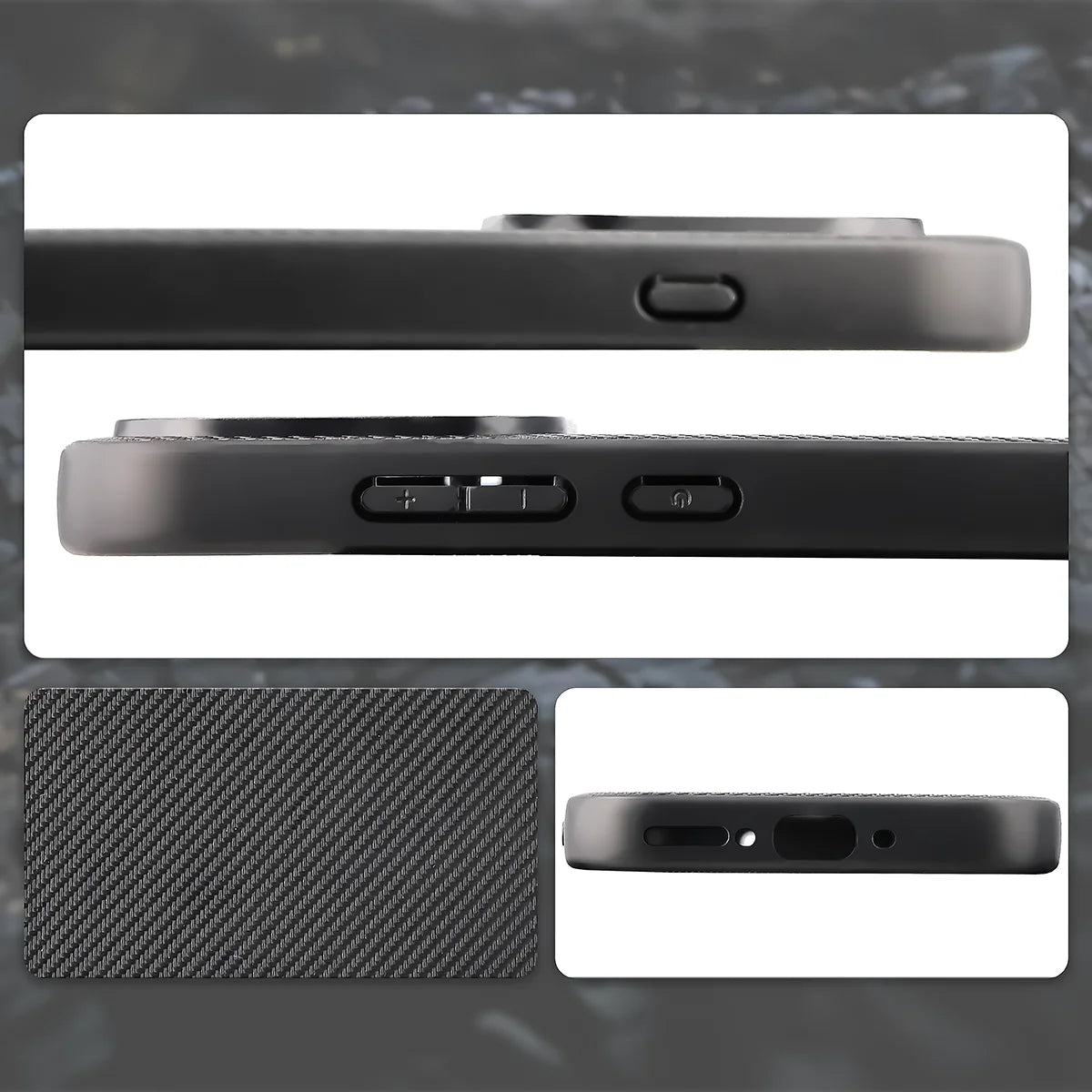 Hülle mit Handgelenkband für OPPO Reno16 / Pro, Bizon Case CarbO, Schwarz (4/6)