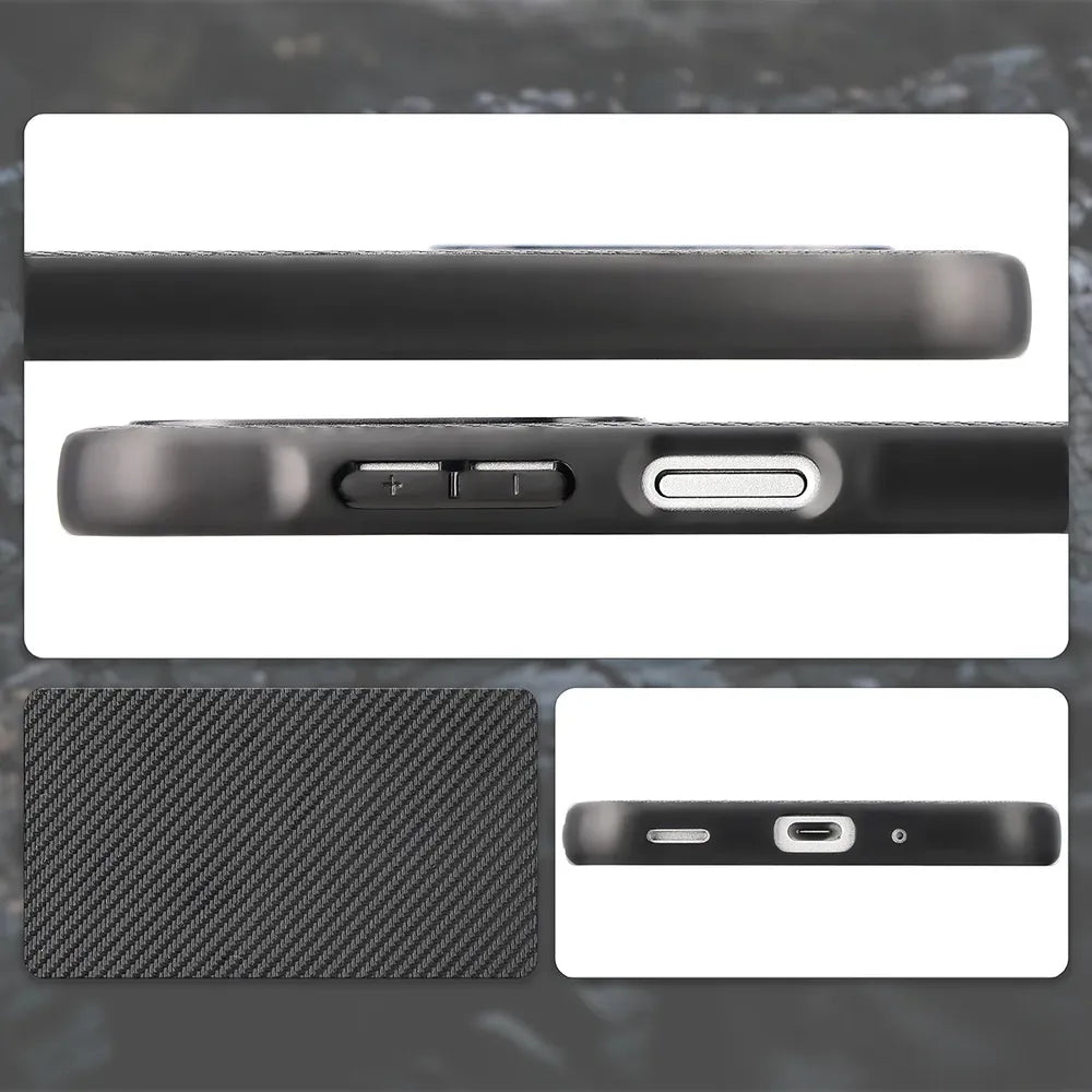 Hülle mit Handgelenkband für Galaxy A18 4G/5G / A17 4G/5G, Bizon Case CarbO, Schwarz (4/6)