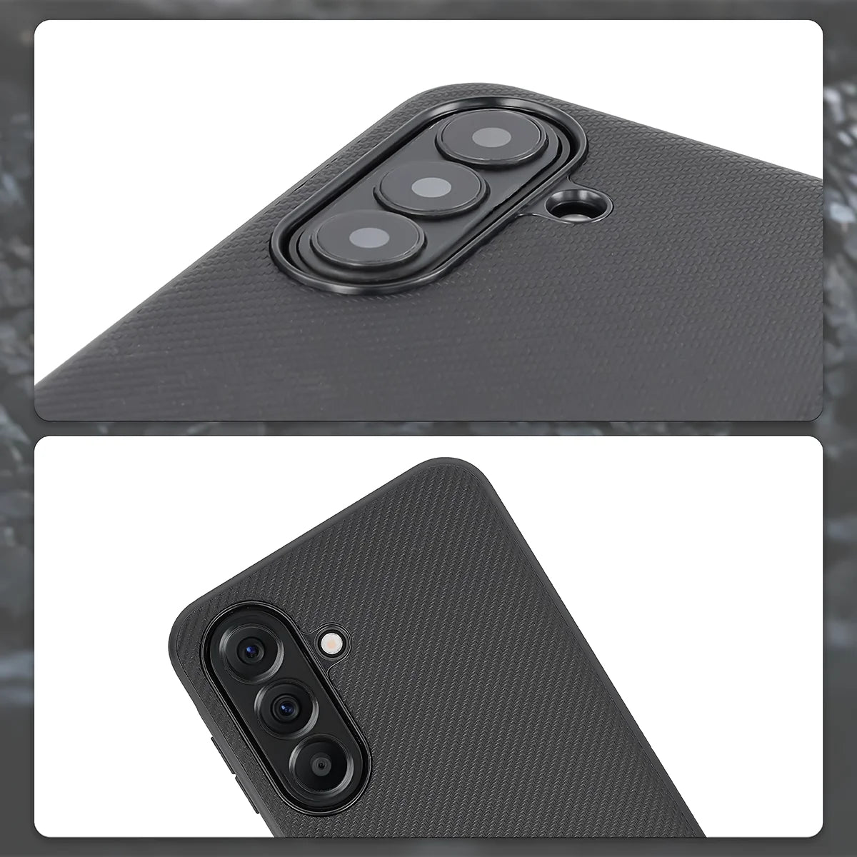 Hülle mit Handgelenkband für Galaxy A27 5G, Bizon Case CarbO, Schwarz