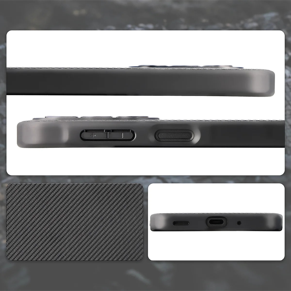 Hülle mit Handgelenkband für Galaxy A27 5G, Bizon Case CarbO, Schwarz