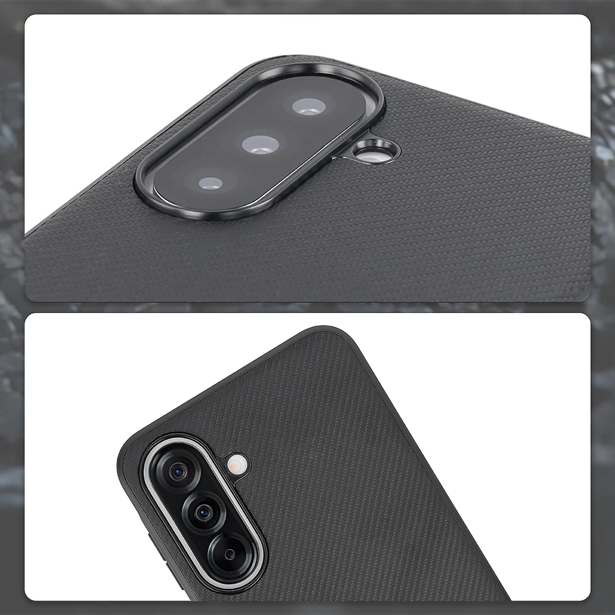 Hülle mit Handgelenkband für Galaxy A37 5G, Bizon Case CarbO, Schwarz