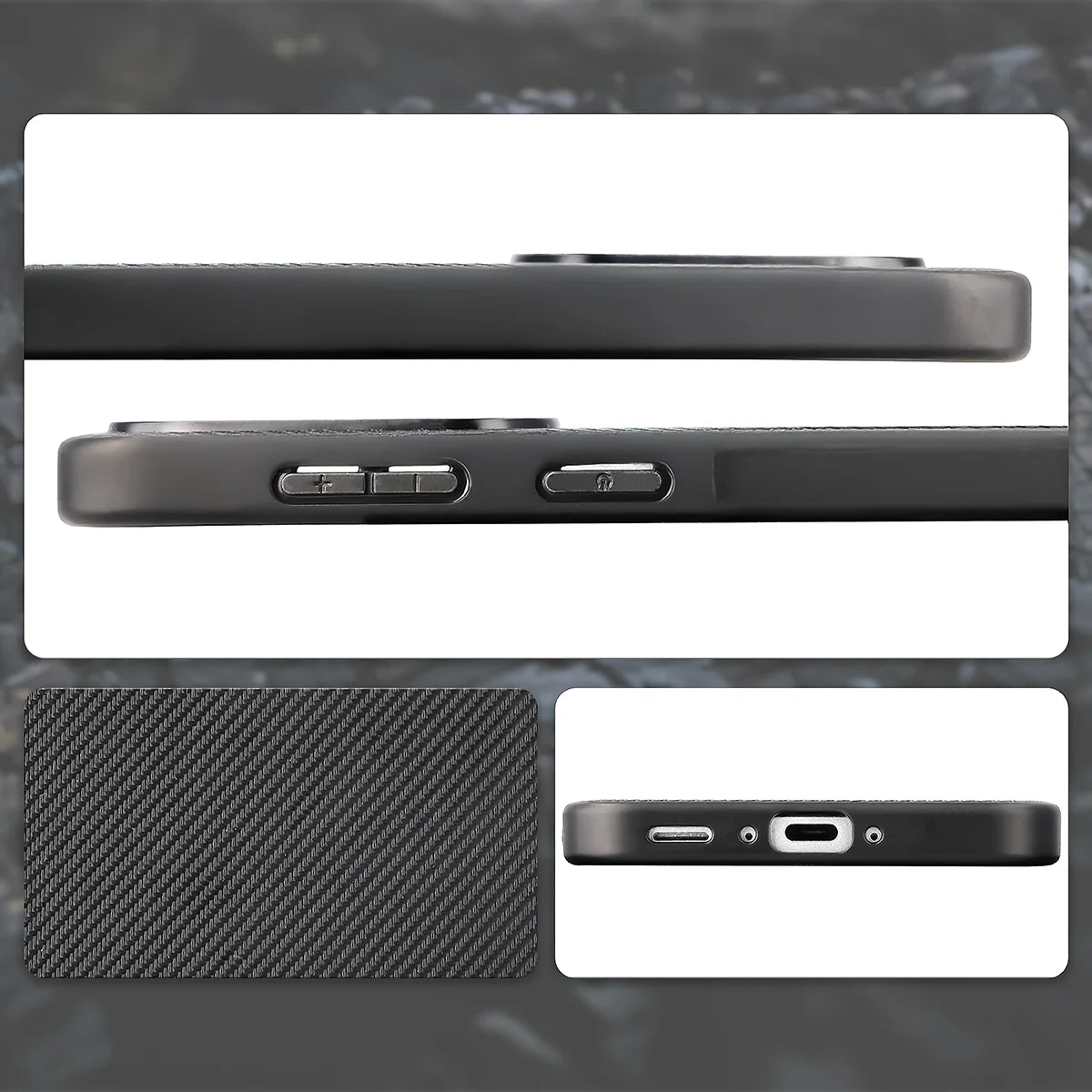 Hülle mit Handgelenkband für Galaxy A37 5G, Bizon Case CarbO, Schwarz