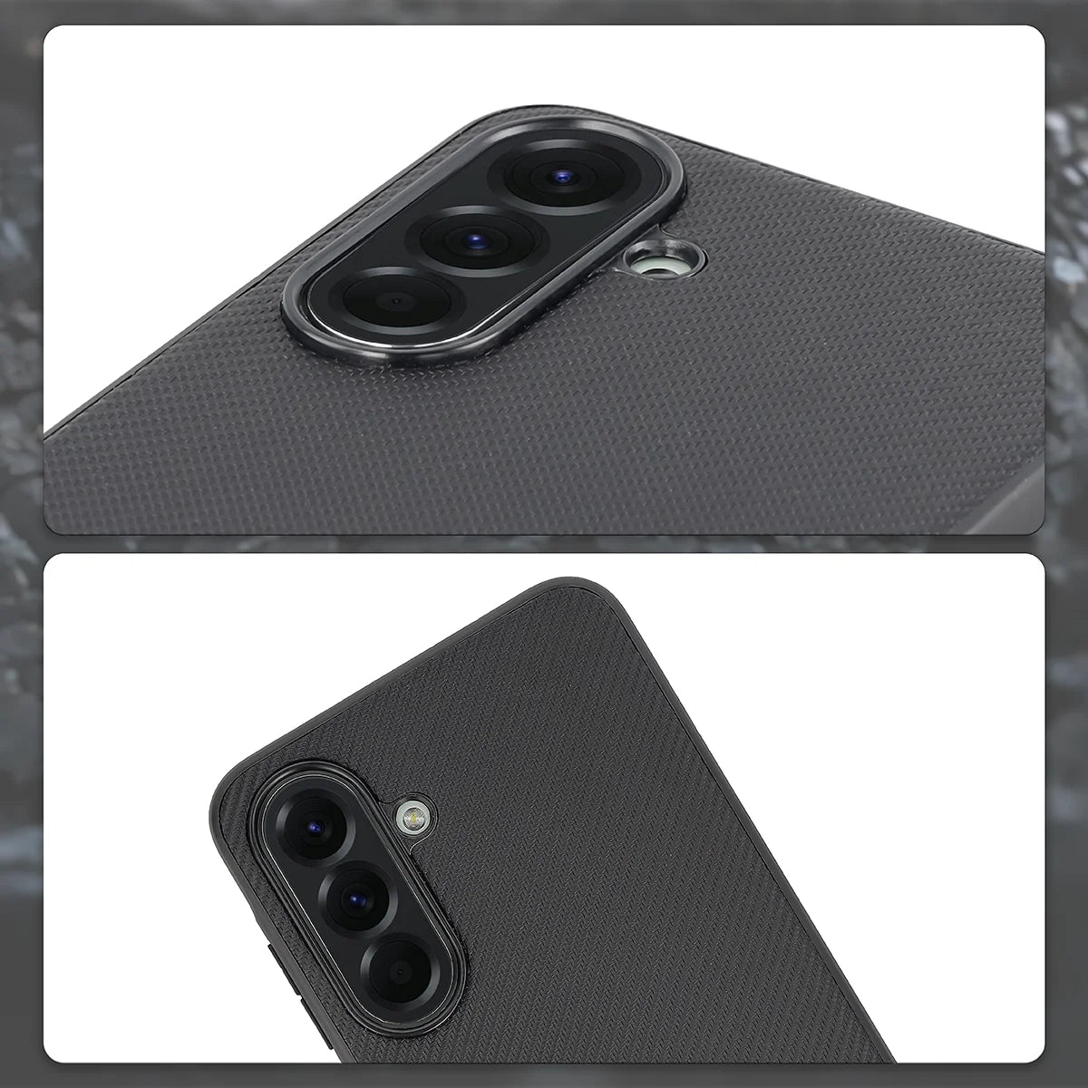 Hülle mit Handgelenkband für Galaxy A56 5G, Bizon Case CarbO, Schwarz